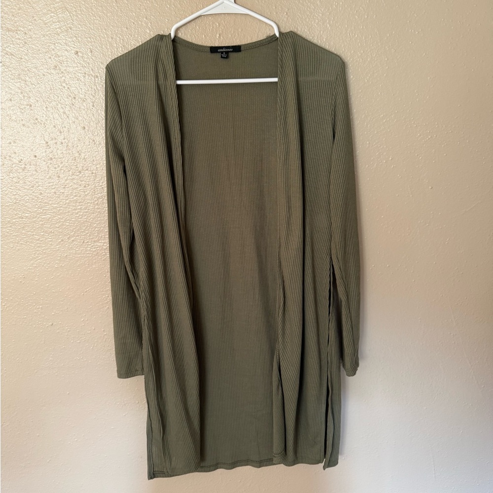 Ambiance Sage Green Open Front Cardigan